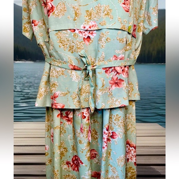 🌹KARIN STEVENS🌹 VTG FLORAL ATTACHED JACKET MULTI LOOKS PEARL BUTTON TEA DRESS - Picture 13 of 13